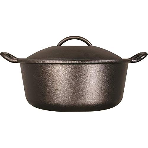 Lodge BOLD Exclusive 7 Quart Premium Pre-Seasoned Cast Iron Dutch Oven with Lid - Dual Handles - Use in the Oven, on the Stove, on the Grill or over the Campfire - Black