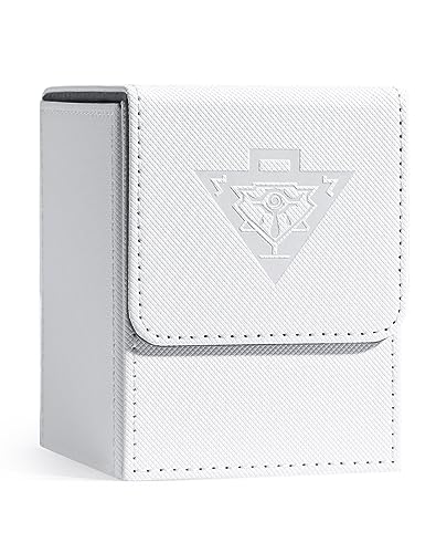 ZLCA Card Deck Box for MTG Yugioh TCG - White, Holds 100+ Cards, Secure Magnet Closure