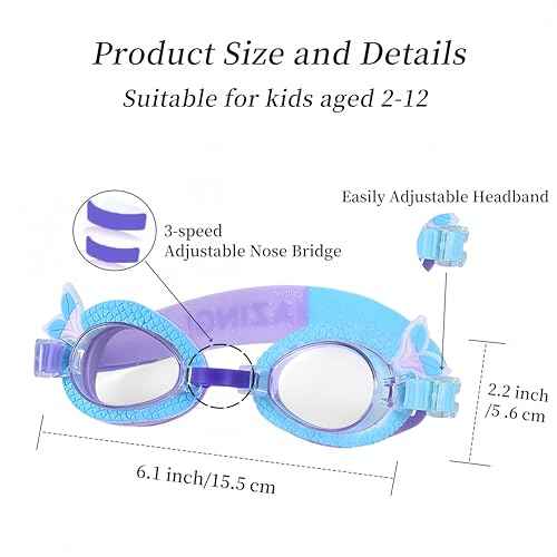 2 Pack Kids Swim Goggles No Leaking Anti Fog Waterproof Adjustable Goggles for Kids Ages 2-12 Toddler Boys Grils