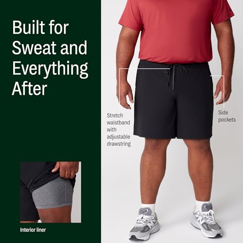 Big & Tall Athletic Shorts for Men 3X-Large 2-Pack Black Grey 9 Inch Gym Shorts