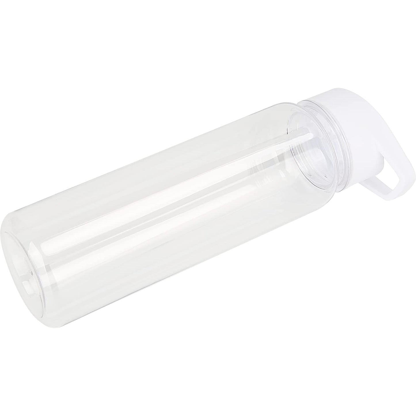 GearTek Tritan Clear Water Bottle With Straw | No Markings BPA Free 24 oz Sports Water Bottle | Leak Proof Re-Usable Flip Top Plastic Drinks Bottles for School, Office, Gym, Cycling (Clear-Straw-24oz)