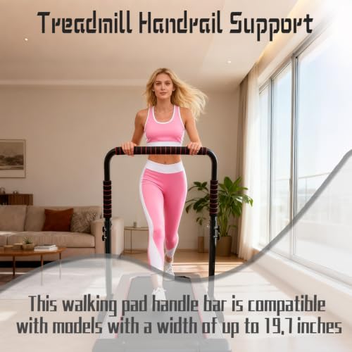 Adjustable Walking Pad Handle Bar - Black/Red, 25.2 Inches Wide, Height Adjustable, Non Slip Feet, Easy to Install