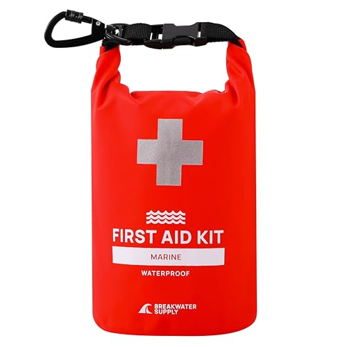 Marine Waterproof First Aid Kit with 100 Supplies for Boats and Water Activities
