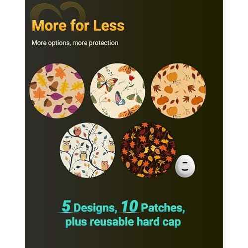 Dexcom G7 Over Patches Waterproof, 10-Pack Dexcom Stelo Overpatches, Bump-Proof with Hard Cap, Breathable, Medical Adhesive, 10-Day CGM Protection (Fall)