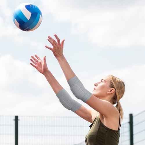 1 Pair Elbow Pads with Thicken Sponge Pad, Grey Breathable Protective Volleyball Elbow Pads Fitness Arm Knee Protector Volleyball Sponge Support for Kids Men Women Elderly