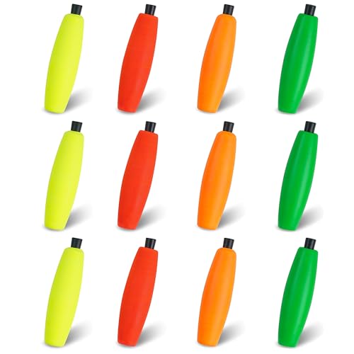 Fishing Floats Peg Cigar Shape Foam Bait Indicators - Mixed Colors 2in 12pcs