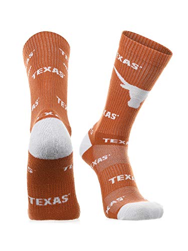 Men's Crew Socks - Mayhem Calf Length Game Day Socks Large Burnt Orange White