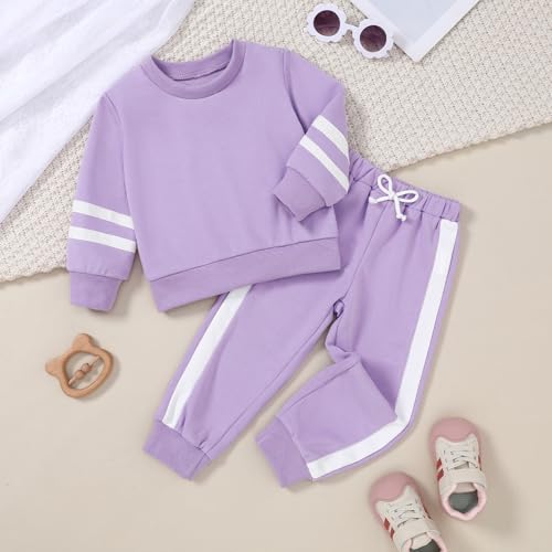 Toddler Girl Fall Sweatsuit Set 2 Pieces - Light Purple, 4-5T