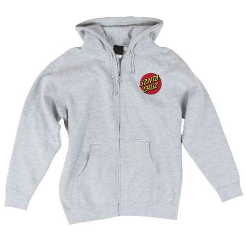 SANTA CRUZ Men's Midweight Zip Up Hooded Sweatshirt Classic Dot Skate Zip Up Sweatshirt, Grey Heather, Size: XX-Large