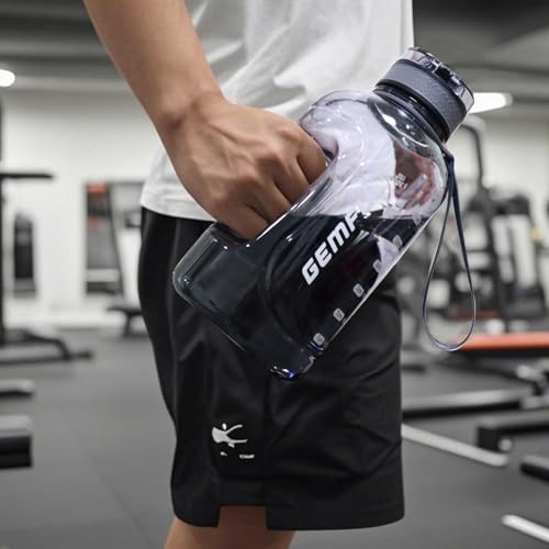2L Water Bottle with Time Marker - Grey, Motivational Hydration Jug