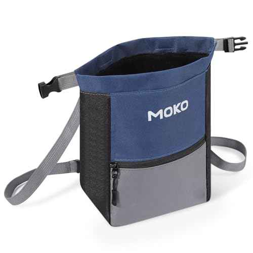 MoKo Chalk Bag for Rock Climbing, Large Capacity Climbing Chalk Bag with Magnetic Snap and Zipper Pocket, Portable Chalk Bucket for Rock Climbing, Weight Lifting, Bouldering, Gymnastics, Fitness
