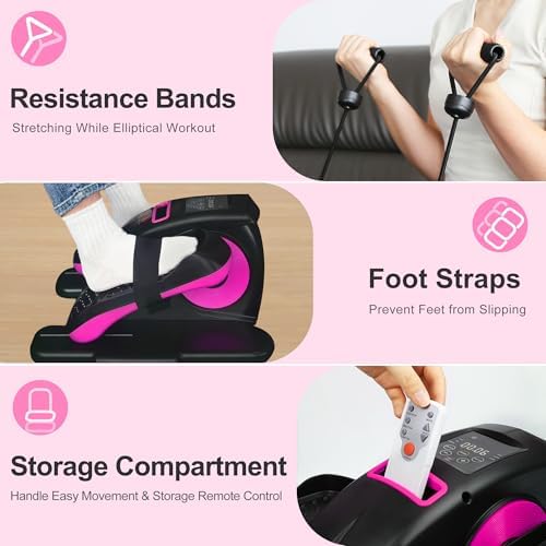 Mysuntown Under Desk Elliptical for Home, Leg Exerciser While Sitting for Seniors, Quiet and Portable Ellipse Leg Exerciser with Remote Control, for Men and Women