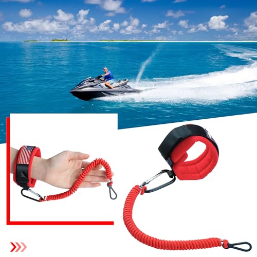 Boat Key Lanyard Wrist Strap for Marine Outboard Emergency Safety - Red