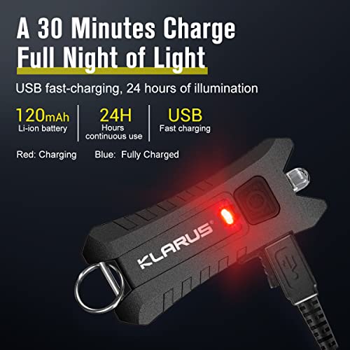 Mini LED Keychain Flashlight - Rechargeable, 40 Lumens, Black