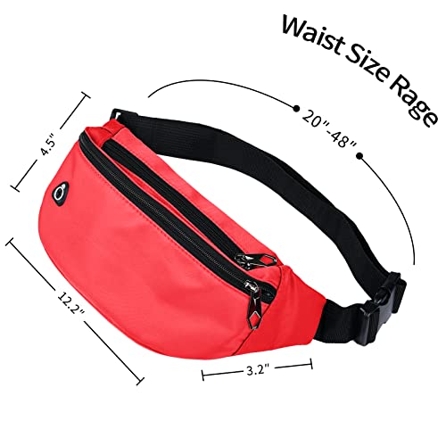 Water-Resistant Unisex Fanny Pack Belt Bag 2 Pack Black and Red