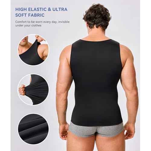Mens Compression Shirt Slimming Body Shaper Vest Workout Tank Tops Abs Abdomen Undershirts