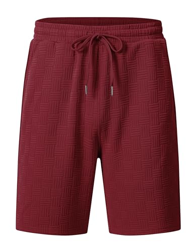 Men's 2-Piece Sweat Suit Set - Short Sleeve Casual Tracksuit 3X-Large Wine Red