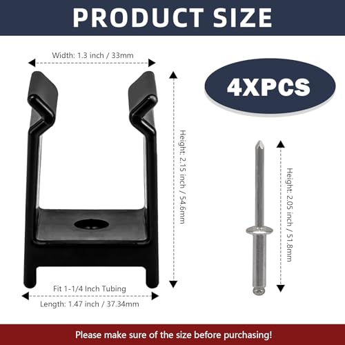 Pontoon Bimini Top Clips for 1-1/4 Inch Square Tube Hardware – Durable Marine Accessories
