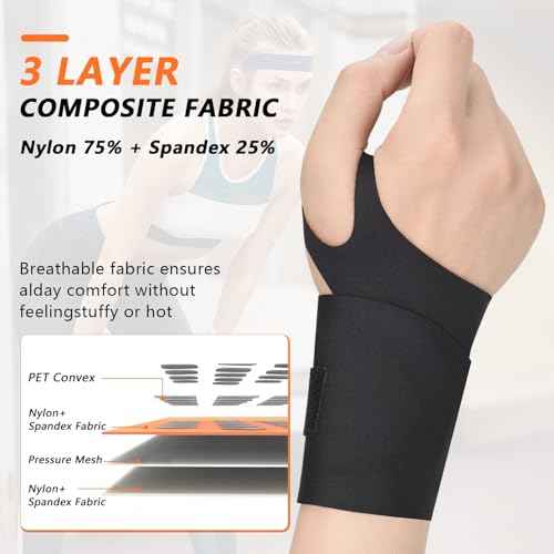 Ulnar Wrist Brace for Right & Left Hand, Ultra-Thin Elastic Wrist Wrap Compression for TFCC Tear and Repetitive Wrist Use Injury, Wrist Support for Carpal Tunnel, Tendonitis, Pain Relief (Black)