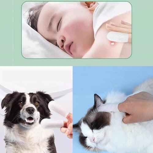 100 PCS Cotton Finger Cots, Finger Covers Protection for Finger Tips, Breathable, Sweat Resistant, and Wear-Resistant, and Injured Fingers,Ear Cleaning Finger Wipes for Dogs and Catss
