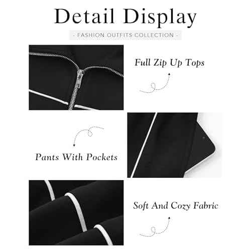 BTFBM Women's Two Piece Tracksuit Fall 2025 Long Sleeve Zip Up Sweatshirt Long Pants Outfits Jogger Sweatsuit Sets