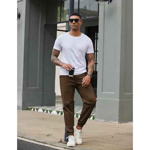 COOFANDY Mens Casual Joggers Pants Cotton Chino Cargo Sweatpants Hiking Outdoor Track Drawstring Pants