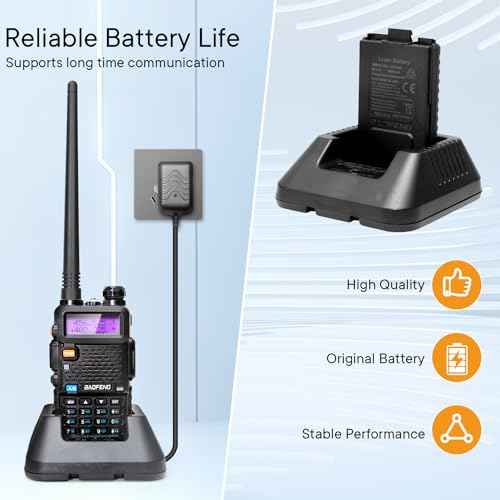 BAOFENG UV-5R Ham Radios Long Range?8W Dual Band Rechargeable Walkie Talkie Portable Two-Way Radios, UV5R Handheld Radio with Four 1800mAh Li-ion Batteries (2 Pack)