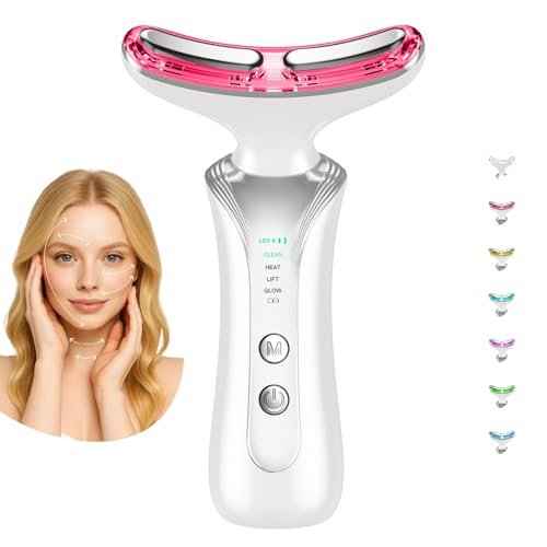 7 in 1 Multifunctional Facial Massager, Red Light Therapy for Face, Beauty Skin Care Tool for Face and Neck, Portable Facial Massager for Wrinkles and Skin Care-White