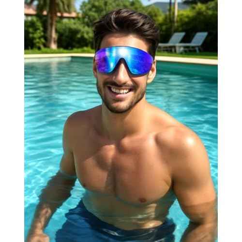 Swim Goggles, Frameless Wide View Swimming Goggles, Anti-Fog Anti-UV No Leaking Pool Goggles for Men Women Adult