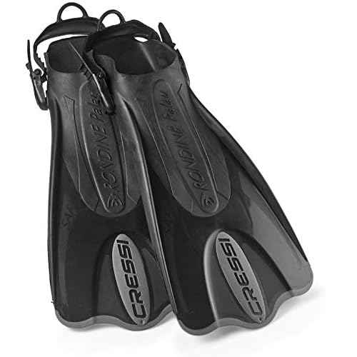 Cressi Adult Short Adjustable Fins - Snorkeling Versatile Open Heel To Use Also Barefoot - Palau SAF: Made In Italy