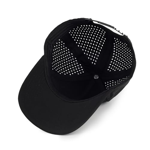 Men Women Quick Dry Baseball Cap Black One Size Curved Mesh Snapback Hat