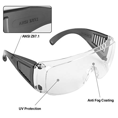 Over Glasses Shooting Safety Glasses with Clear Lenses Anti-Fog OTG