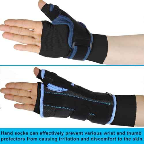 Hand Socks for Splint (Pack of 6) Wrist and Thumb Spica Wrap Liner for Women Men,Arm Cast Cover Stockinette Sleeve for Under Brace Skin friendly protective cover(Black,Medium)
