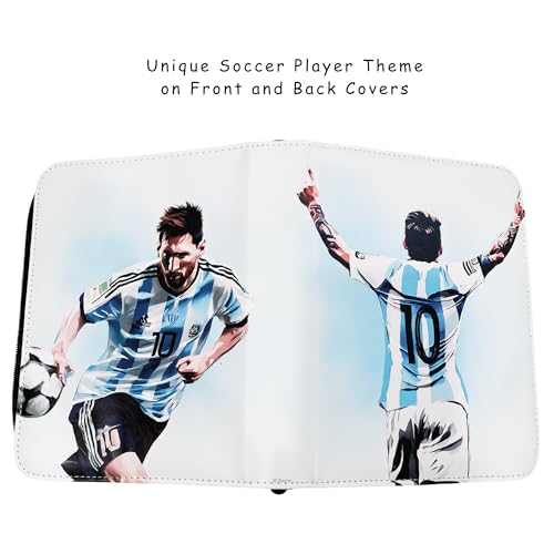 Soccer Card Binder 4-Pocket Version - Waterproof Trading Card Album with 55 Removable Sleeves & Zipper Closure