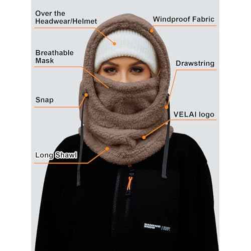 Balaclava Fleece Ski Mask for Men Women Winter Face Masks Windproof Hooded Scarf Cold Weather Hat Neck Warmer