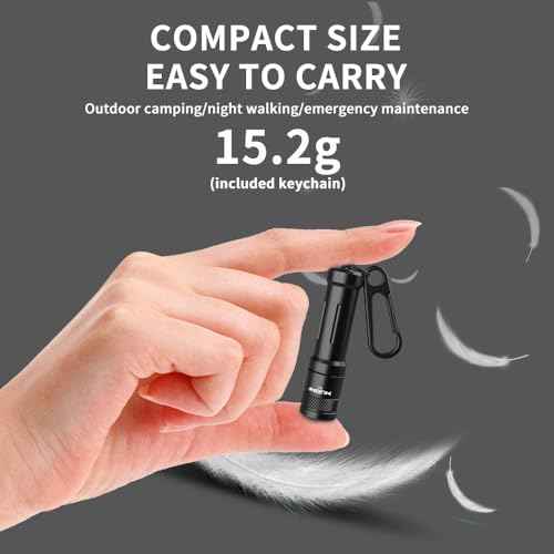 EDC Keychain Flashlight,100 High Lumen K2 Mini LED Light with AAA Battery, IPX7 Waterpoof Portable Small Light for Night Emergency etc.(Black)