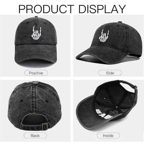 Skeleton Hand Hat for Men Women, Embroidered Skeleton Hands Baseball Cap Halloween Dad Hat