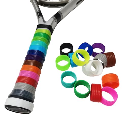 15 Pcs Silicone Tennis Racket Grip Bands Assorted Colors - Elastic Overgrip