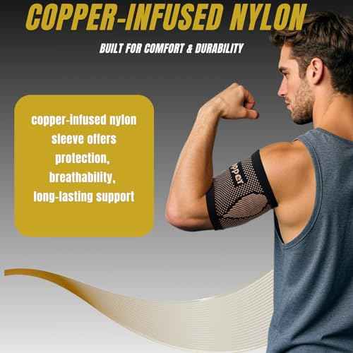 Bicep Compression Sleeve,Bicep Brace,Copper Arm Support for Weightlifting, Pain Relief,Upper Arm Brace for Men Women