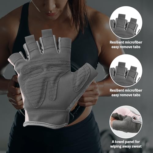Breathable Workout Gloves for Women, Weight Lifting Gloves for Gym, Cycling, Exercise, Fitness and Training, with Excellent Grip and Cushion Pads-Pink