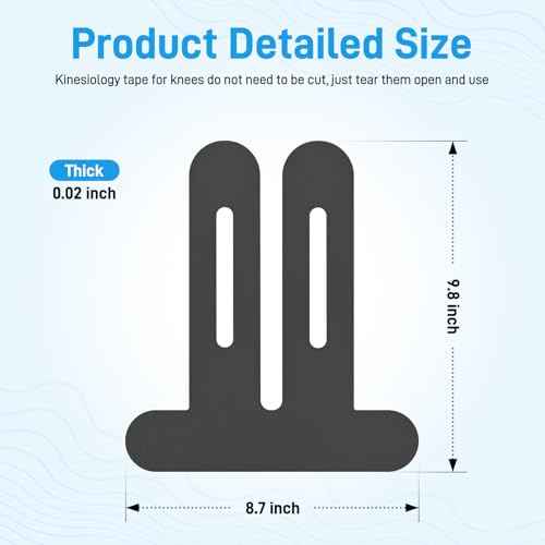 Kinesiology Tape for Knees, 10 Count Knee Tape for Knee Pain Relief Pre Cut, Latex Free Knee Tape, Support Muscles and Joints, Knee Kinesiology Tape Pre Cut, Waterproof and Elastic (Black)