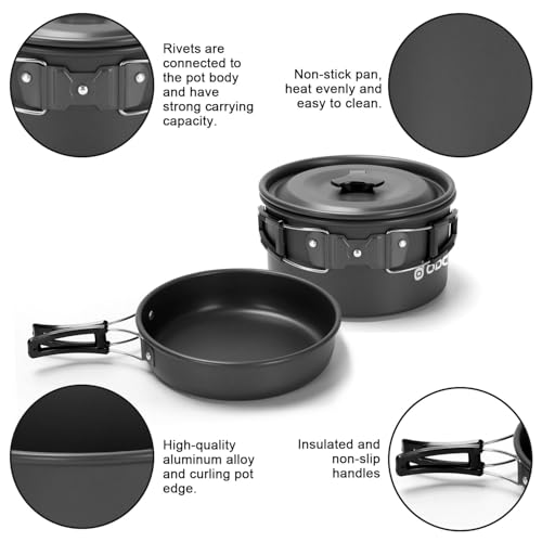 17-Piece Camping Cookware Set with Folding Stove - Lightweight & Durable