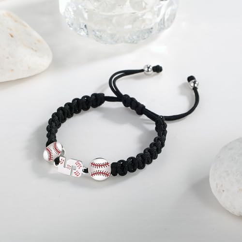 Baseball Number Bracelets for Men Athletes Jersey Number Bracelet Handmade Braided Adjustable Bracelets Personalized Baseball Gifts for Men