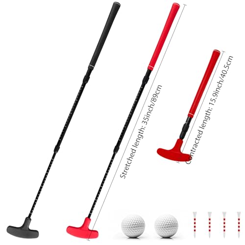 Multicolor Golf Putters Set with Adjustable Length - 2 Pack Black+Red
