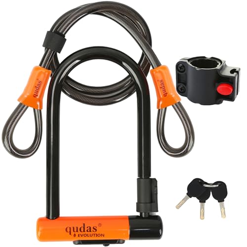 Heavy Duty Bike U Lock with 4ft Cable and Mounting Bracket - Long