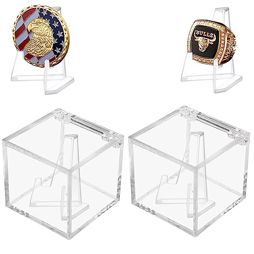 Acrylic Championship Ring & Coin Display Case - 2.36x2.36 Inch, Clear