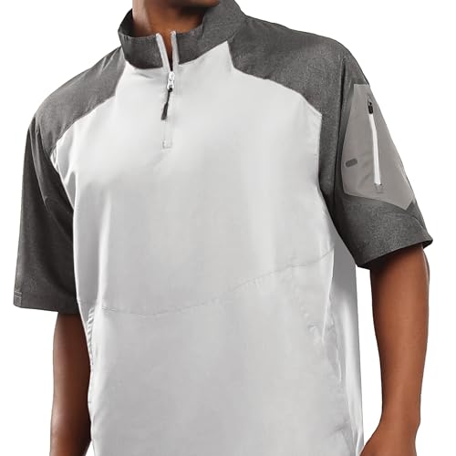 Weather-Resistant Pullover Jacket with Sleeve Pocket - Carbon Print XX-Large