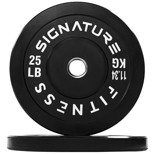 Fitvids Olympic Barbell 2-Inch Rubber Bumper Plate Weight Set for Strength Training, Multiple Options