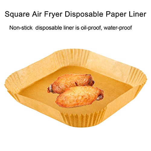 7.9 Inch Non-Stick Disposable Air Fryer Liners - 100 Pcs for Square Basket