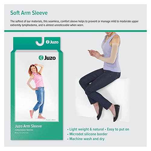 Juzo Soft 2001 20-30mmhg Standard Armsleeve with Silicone Top Band for Women,Beige,6 (VI)